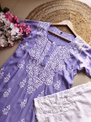 Modal Pure Cotton 3d Work Chikan Kurta