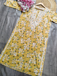 Lightweight Floral Print Summet Mulmul Kurta
