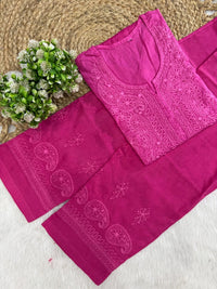 Soft Dual Machine work Shaded Kurti Set