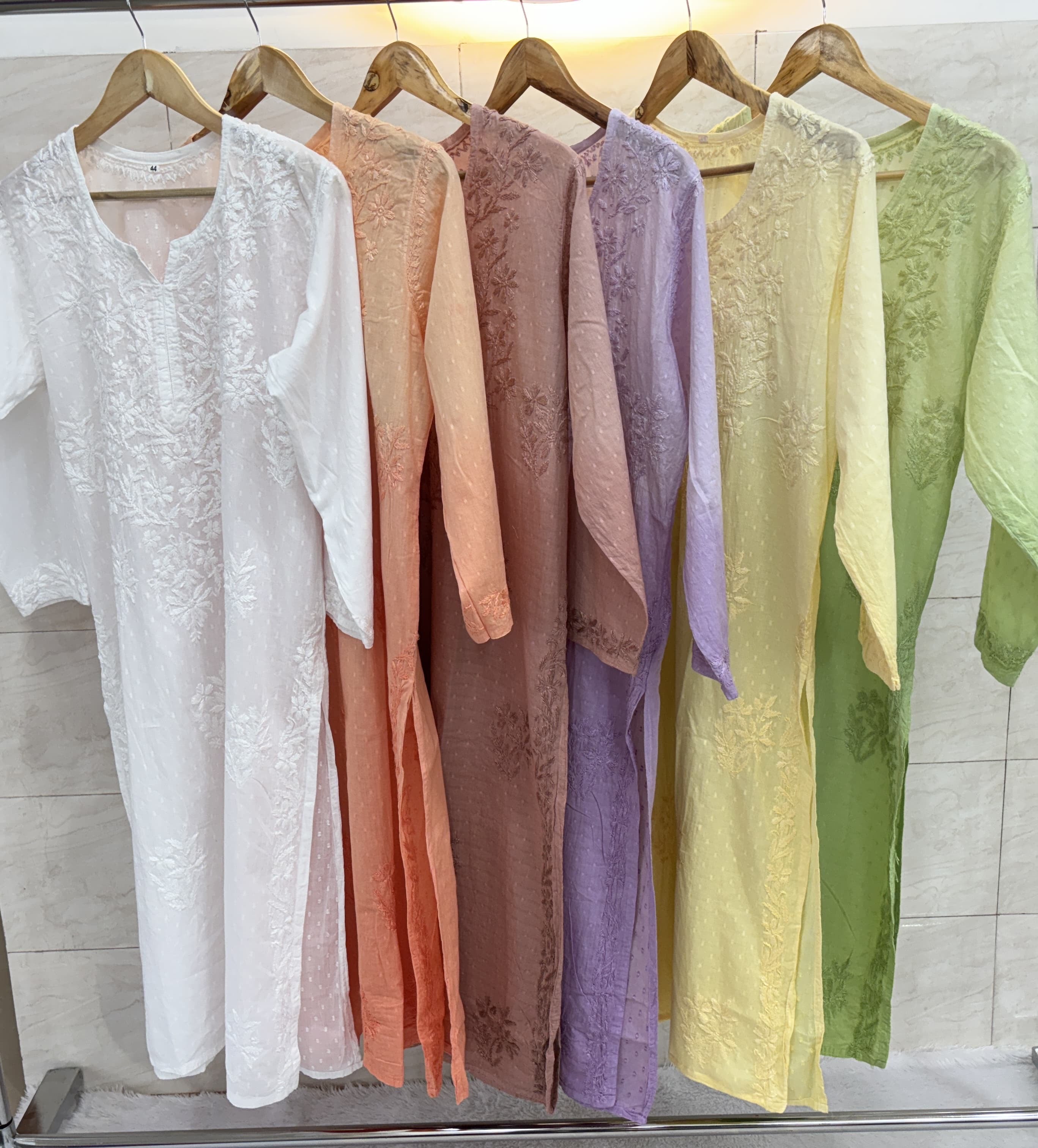 Premium Dobby Cotton Dyeable Dual Shade Kurtas With Free size Pant