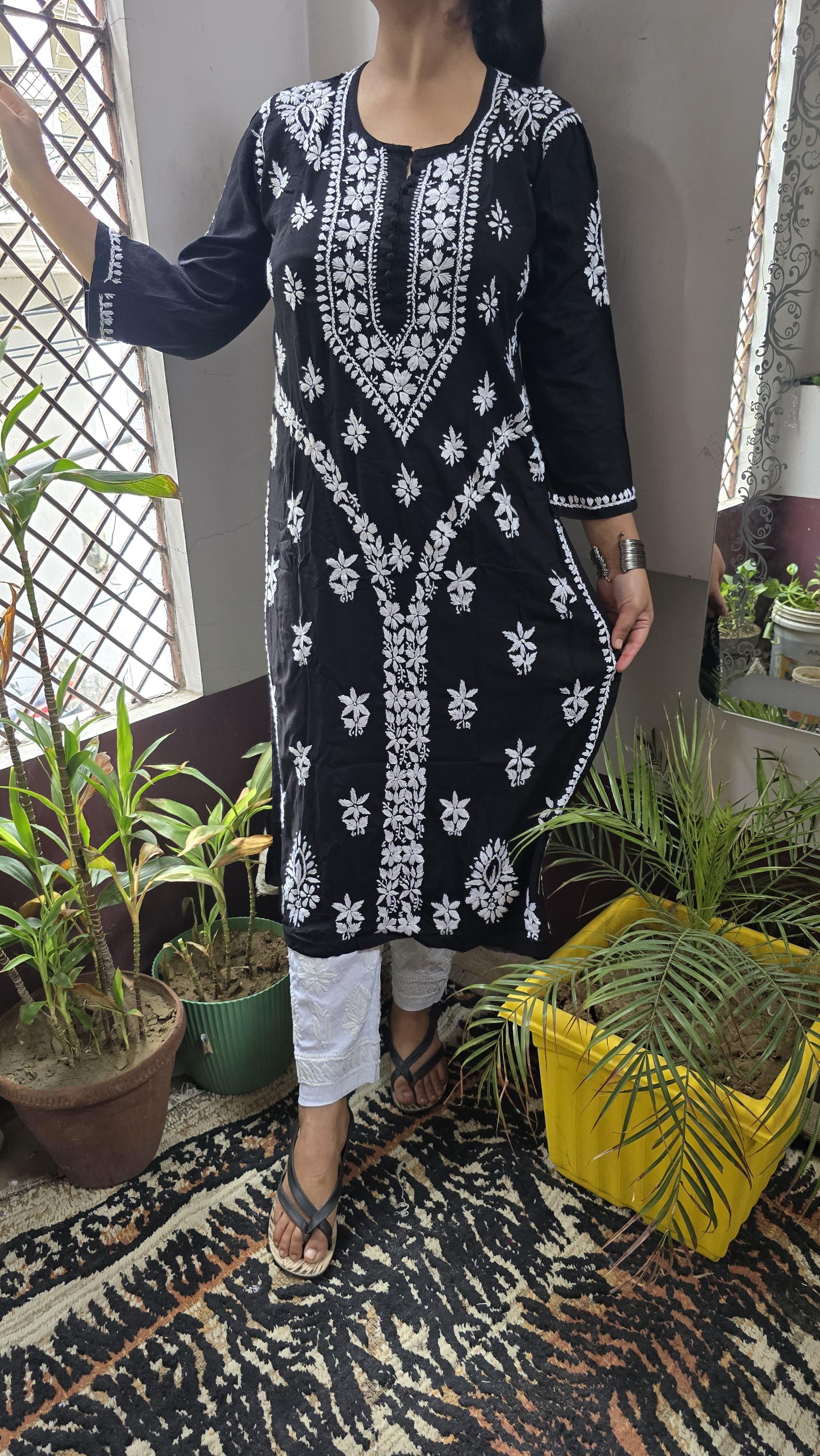 Rayon Hand heavy Work Kurti With pant