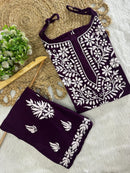 Sleeveless Rayon Kurti with Embroidery