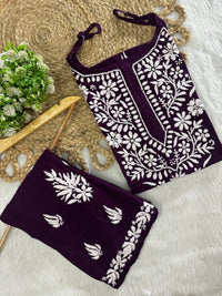 Sleeveless Rayon Kurti with Embroidery