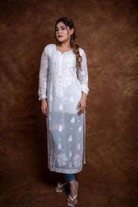 Beautiful ombre dual shade n viscose mukaish kurti