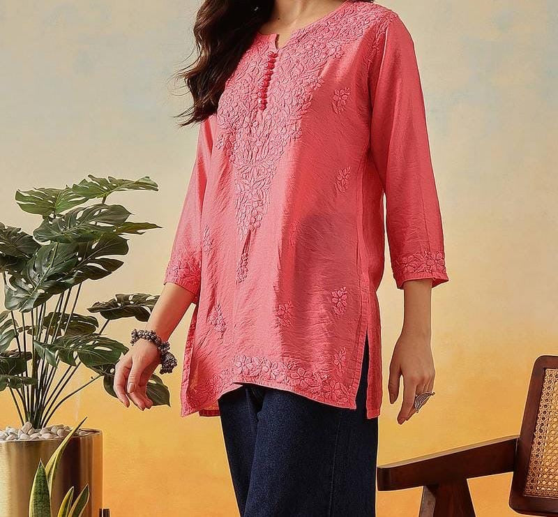 Chanderi Dyed Short Tops