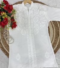 Rayon Chikankari White Ghasspatti Combo