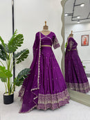Purple Satin Silk Lehenga