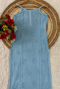 Ghass patti Hand Work sleevless Rayon long top