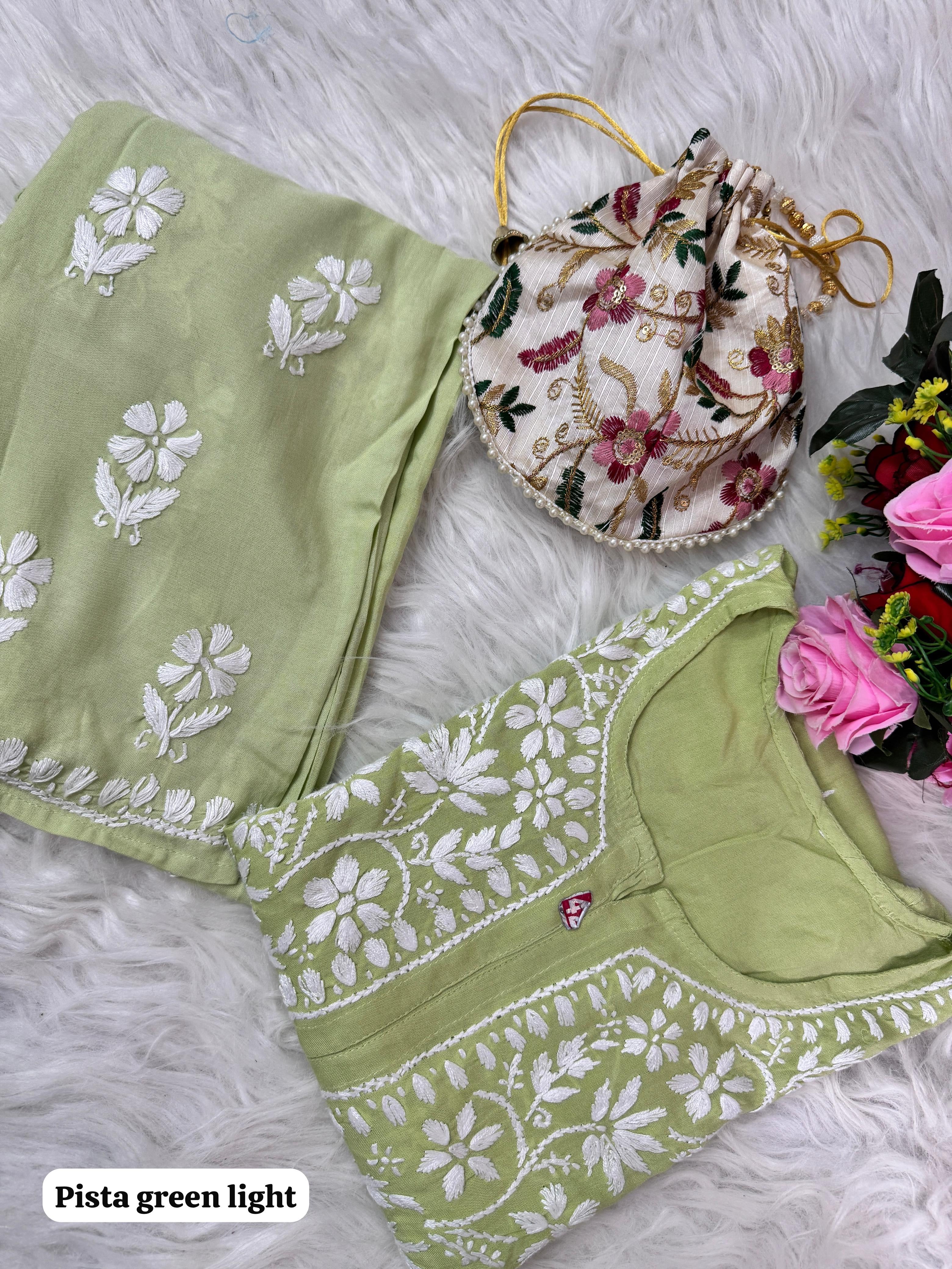 Heavy Handwork Kurti Combo with potli