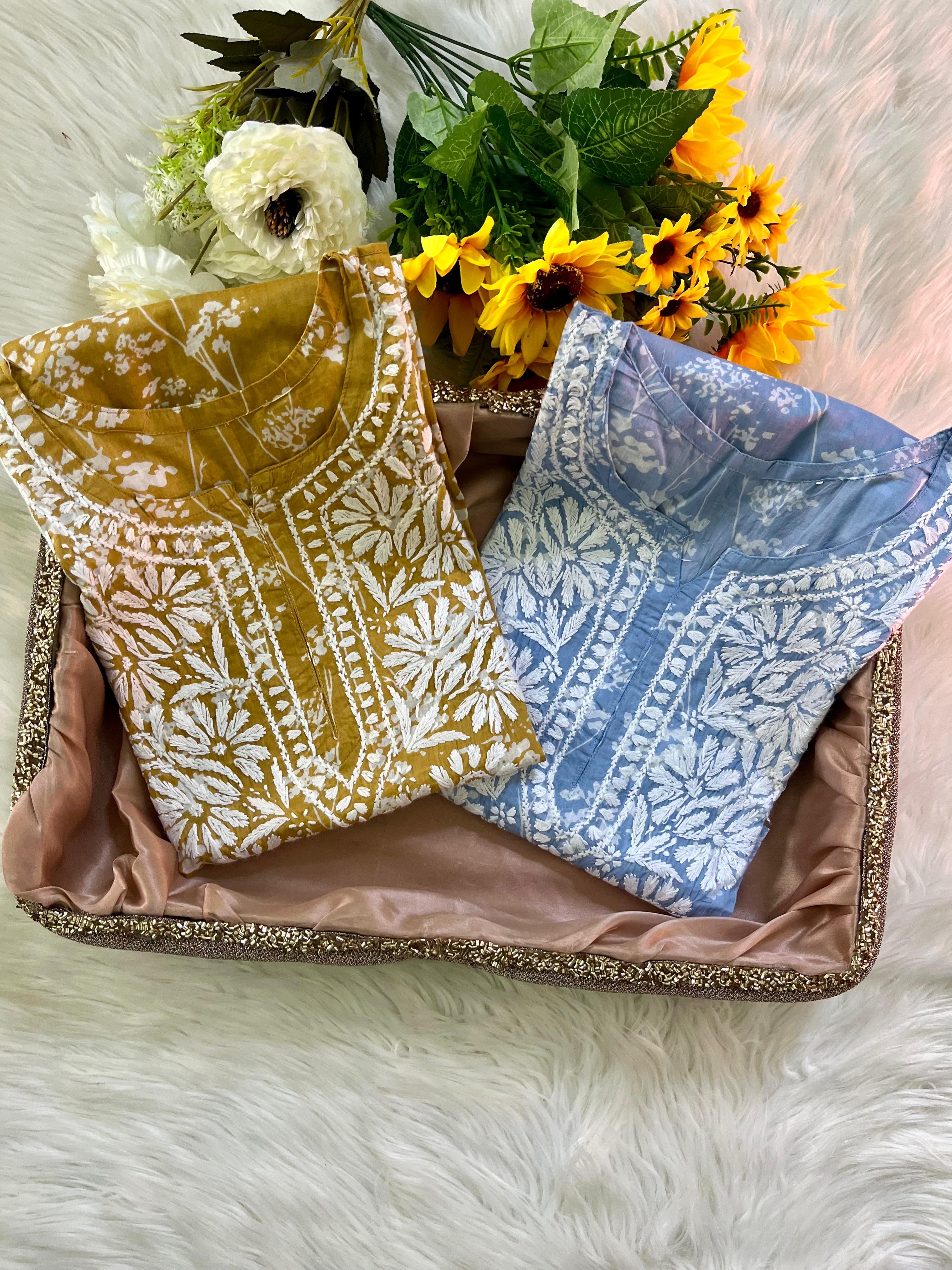 Buy 1 Get 1 Free Zainab Lightweight Mul Chikankari floral print kurtis