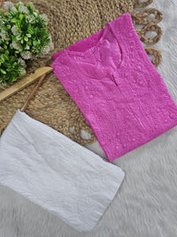 Exclusive chanderi dual shades machine work kurti