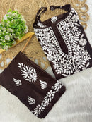 Sleeveless Rayon Kurti with Embroidery