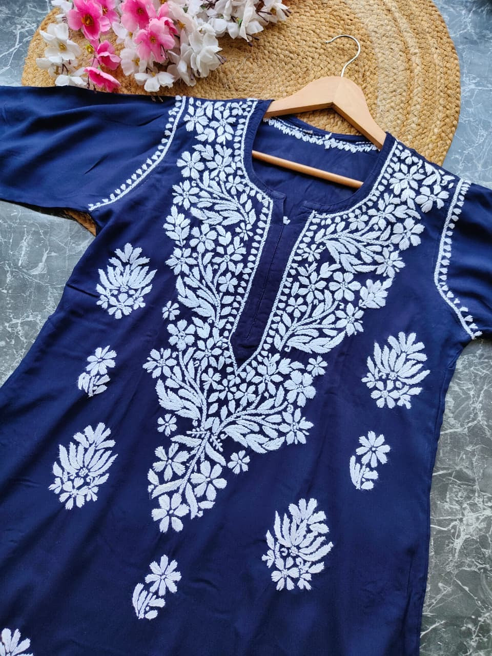 Soft Rayon Long Handwork Kurtis
