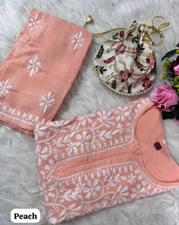 Heavy Handwork Kurti Combo with potli