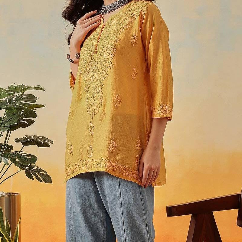 Chanderi Dyed Short Tops