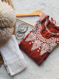 Adorable Viscose Boat Neck dori With Pant