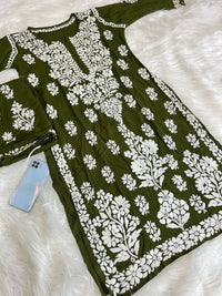 Huda Heavy embroidery Handcrafted Rayon Chikankari Combo