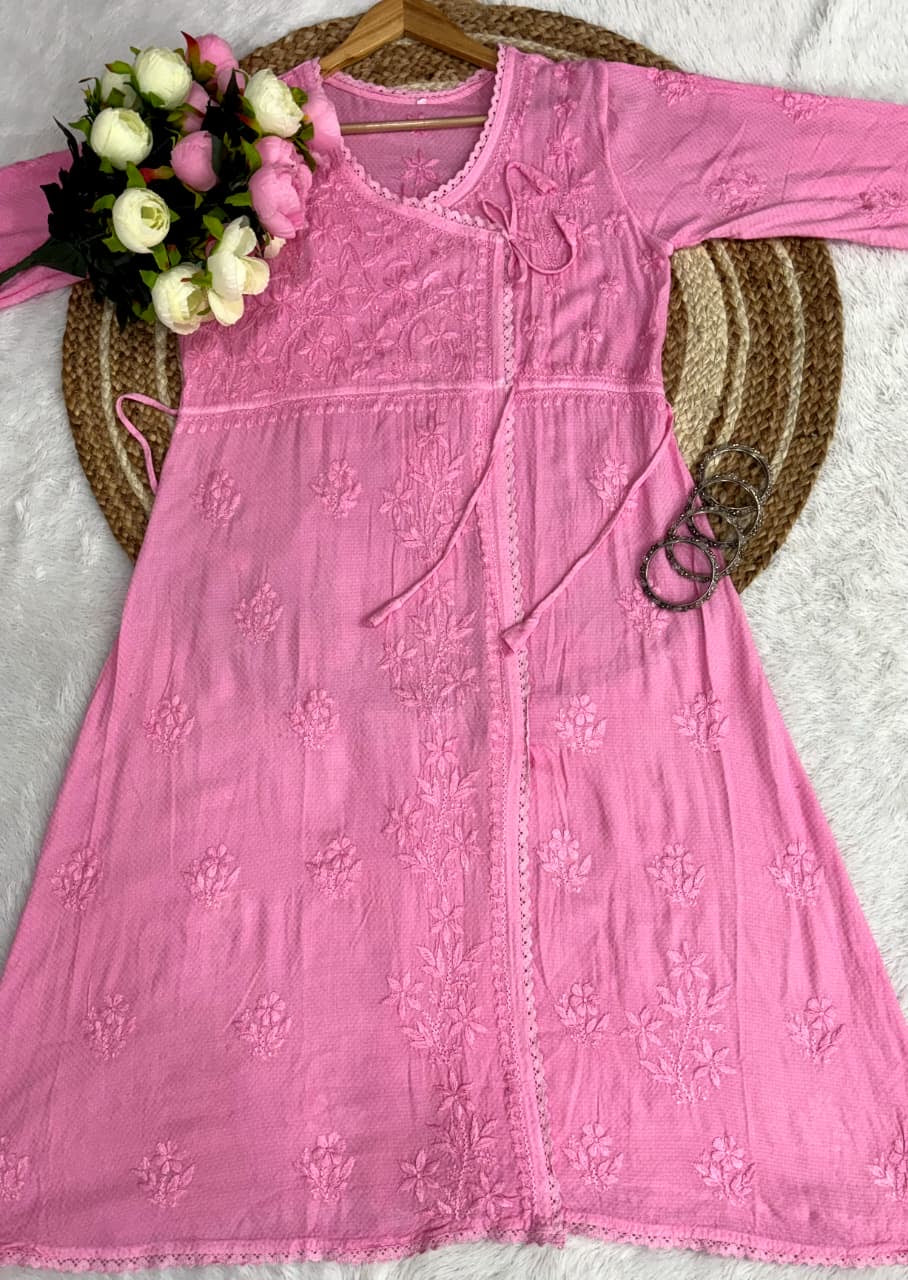 Ghas patti Hand rayon work dot Dori Angrakha