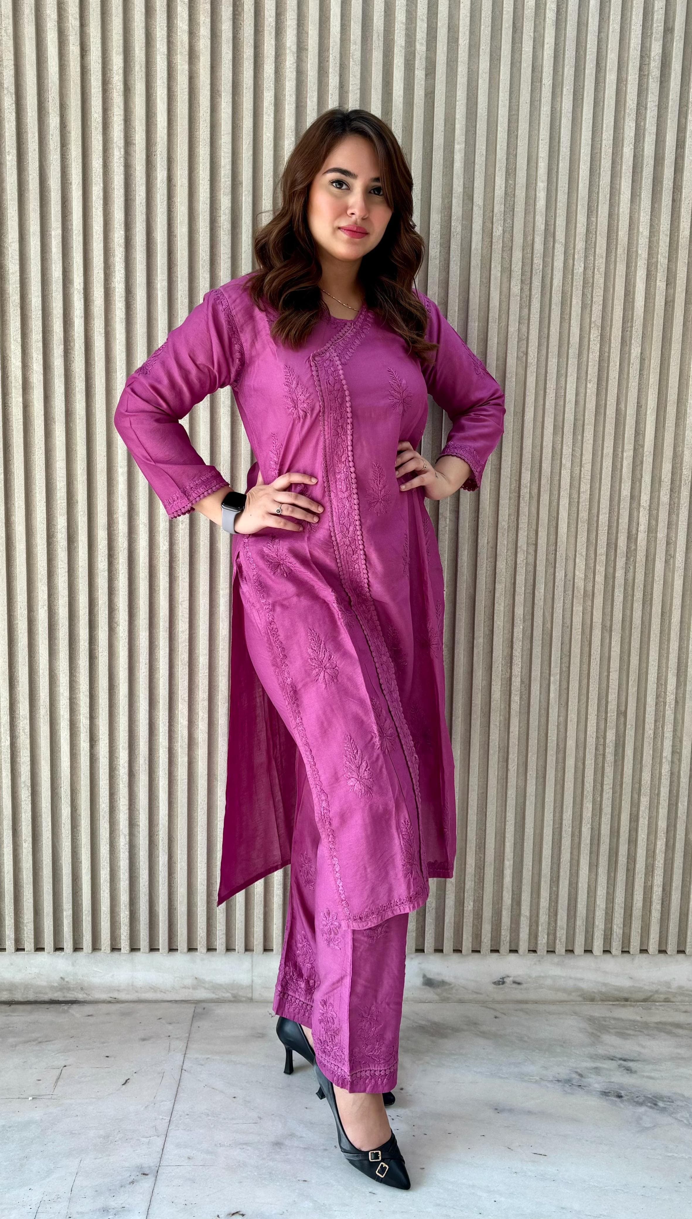 soft Chanderi Angarkha-style kurti