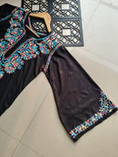 Black Multi Colored Thread Kurta