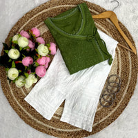 Ghas patti Hand rayon work dot Dori Angrakha