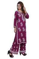 Modal Cotton Hand white thread embroidered Co-ord