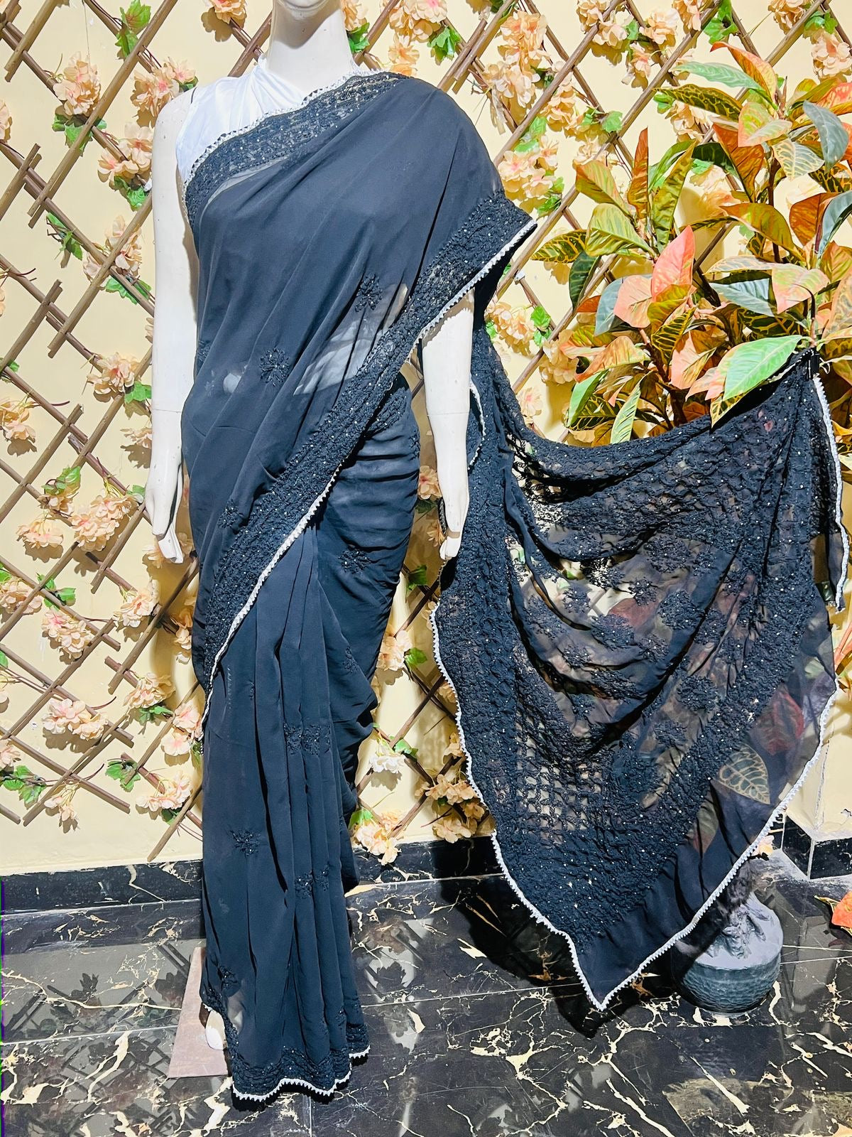 Muqaish Georgette Saree with Blouse