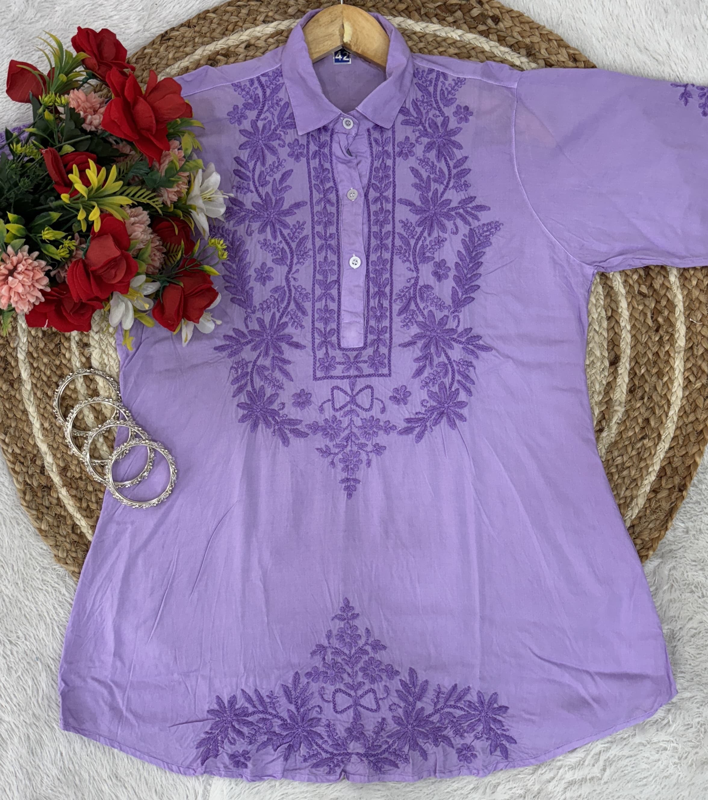 Anchor thread 3d Short Modal top With Dhoti combo