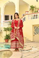 Faux Blooming with Embroidery Zari Sequins-work