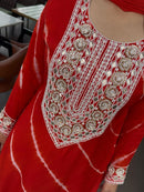 Elegant Mirror Work Tie-Dye Kurta Set with Palazzo & Dupatta – Festive & Ethnic Wear