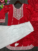 Elegant Mirror Work Tie-Dye Kurta Set with Palazzo & Dupatta – Festive & Ethnic Wear