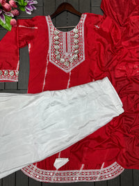 Elegant Mirror Work Tie-Dye Kurta Set with Palazzo & Dupatta – Festive & Ethnic Wear