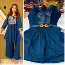 Premium Rayon Cotton Kurti Set with Elegant Embroidery