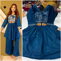 Premium Rayon Cotton Kurti Set with Elegant Embroidery