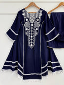 Elegant Rayon Kurti Set with Mirror & Lace Detailing