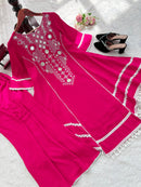 Elegant Rayon Kurti Set with Mirror & Lace Detailing