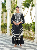 Elegant Rayon Kurti Set with Mirror & Lace Detailing