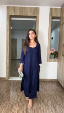 Elegant Chikan Embroidery Kurti Set with Palazzo