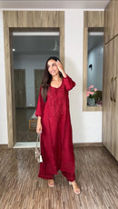 Elegant Chikan Embroidery Kurti Set with Palazzo