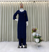 Elegant Chikan Embroidery Kurti Set with Palazzo