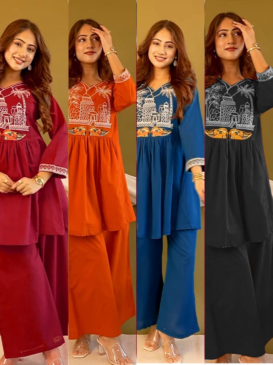 Premium Rayon Cotton Kurti Set with Elegant Embroidery