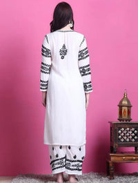 Exquisite White Embroidered Kurta Set