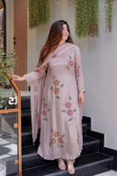 3 PIECE STYLISH A-line KURTI, BOTTOM WITH BEAUTIFUL DUPATTA