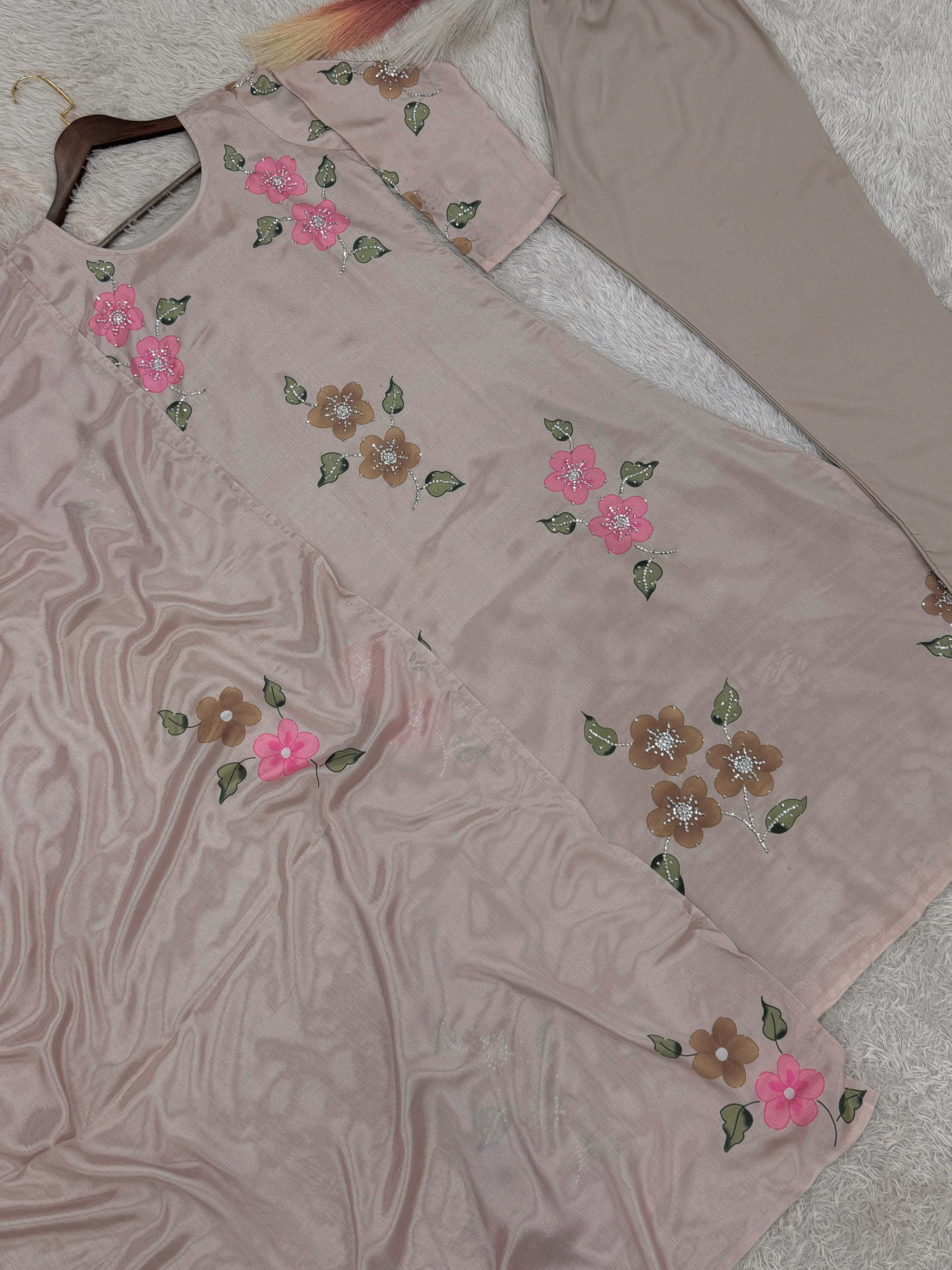 3 PIECE STYLISH A-line KURTI, BOTTOM WITH BEAUTIFUL DUPATTA