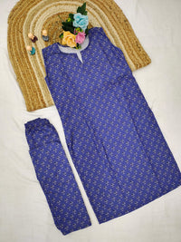 Sleeveless Cotton Printed Kurta with Matching Pants