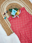 Sleeveless Cotton Printed Kurta with Matching Pants