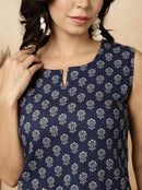 Sleeveless Cotton Printed Kurta with Matching Pants