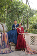 Roman Fabrics With Frill Stitching and mirror lace work