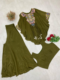 THREE PIECE INDO WESTERN WITH SEQUENCE EMBROIDERED WORK