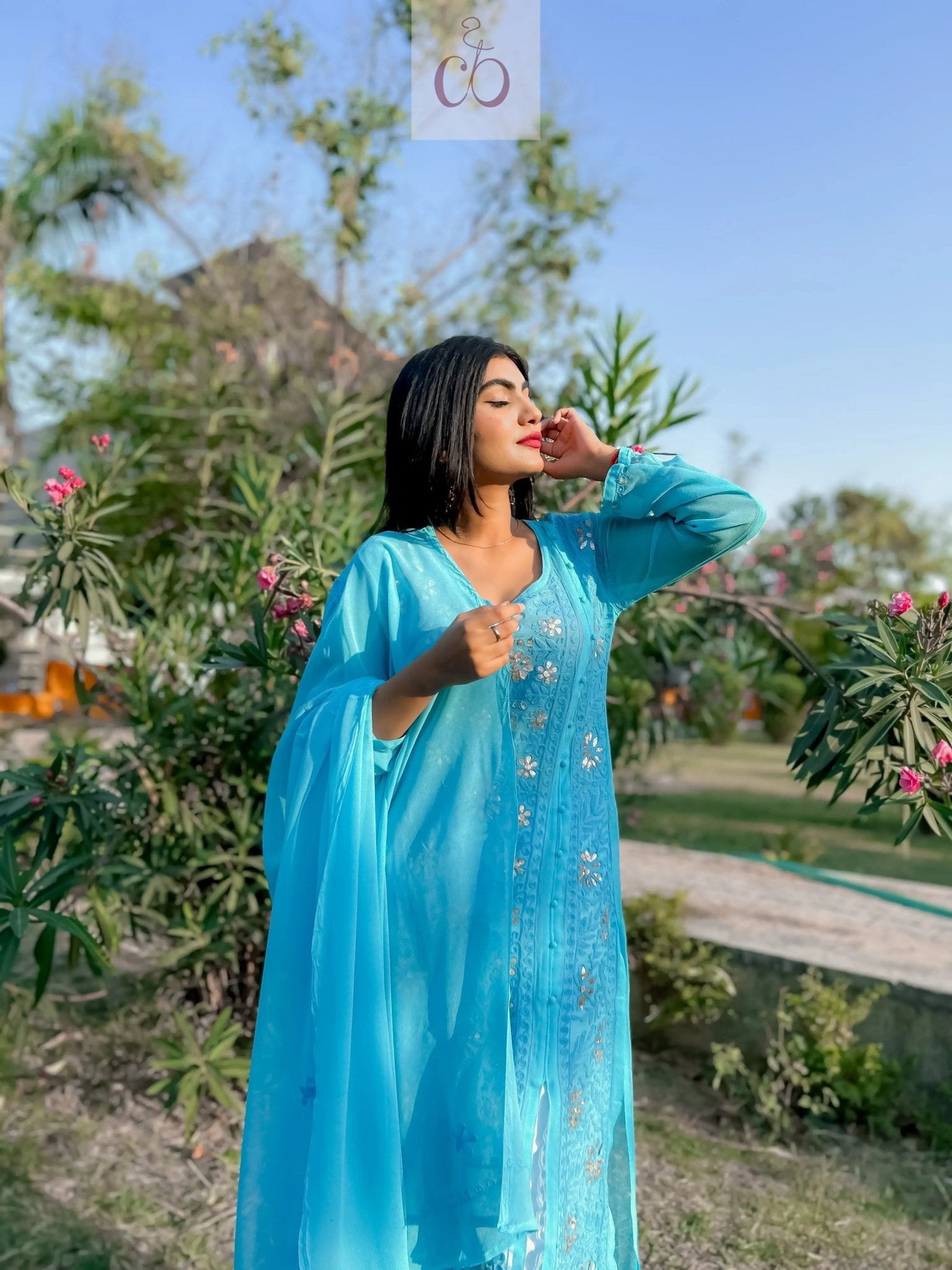 AaRi Work Angrakha with inner chikankari Edition